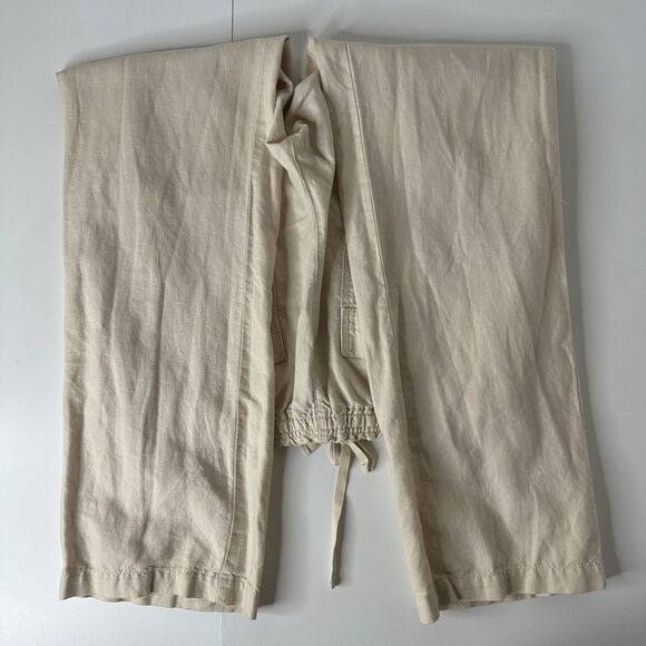 Eddie Bauer Linen Blend Pants Womens Sz 12 Beige Coastal Beach Casual Vacation - Picture 2 of 12
